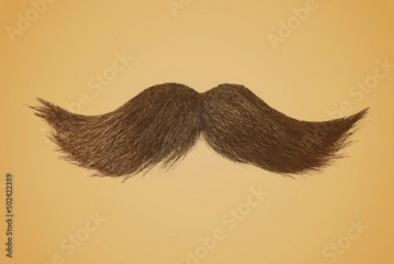 Black curly moustache on a retro sepia colored background