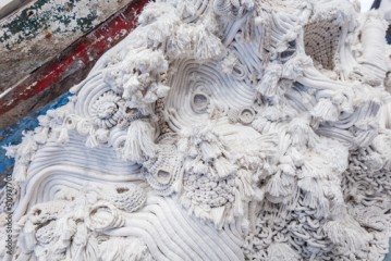 White rope of a sea boat. Fabric texture. Industry. Lots of ship's rope