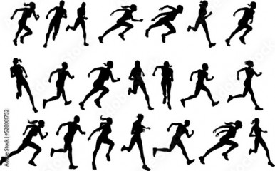 Runners running silhouettes