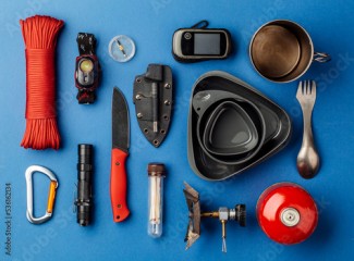 Top view of survival kit is useful to have in the event of an emergency .