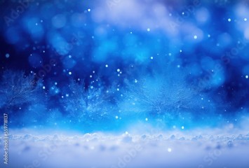 Close-up of blue snow with lots of snowflakes