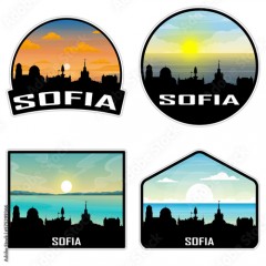 Sofia Bulgaria Skyline Silhouette Retro Vintage Sunset Sofia Lover Travel Souvenir Sticker Vector Illustration SVG EPS AI