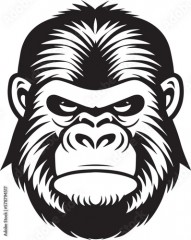 Gorilla head, gorilla face icon, SVG, Vector, Illustration 