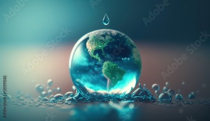 planet earth in the form of a water drop, water day, generative AI