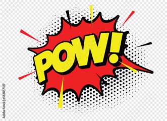 Colour comic speech bubble POW space on transparent background. Ballon and explosion. Vector Illustration and graphic elements.