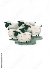 Illustration sheep stado owiec Flock od sheep