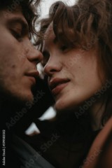 couple in love close up, love story portrait of loversм