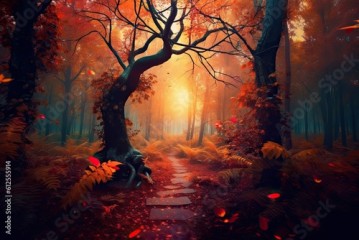 path in autumn - made with Generative Ai 