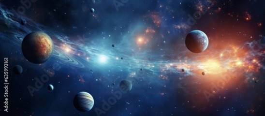 Planets with nebula in the background, planets of a solar system, Generative AI