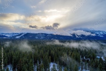 Washington State winter landscape at sunset