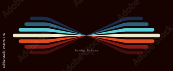 Simlpe abstract 1970's background design in futuristic retro style with colorful shapes. Vector illustration.