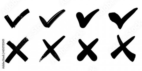 set of hand drawn check marks. checklist marks icon. doodle vector illustration.