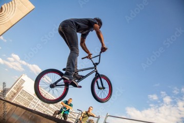 BMX bicycler on ramp