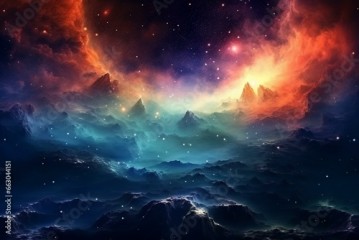 A stunning depiction of a vast, infinite universe filled with nebulae and galaxies. Generative AI