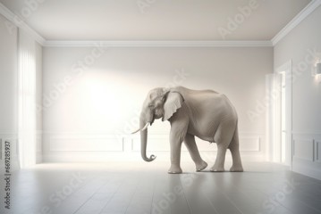 big elephant standing in an empty room