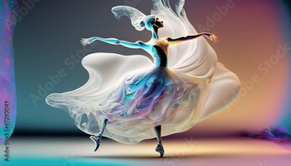 Tańcząca baletnica wyglądająca jakby tworzył ją opalizujący płyn