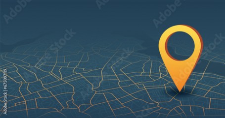 Destinations. Gps tracking map. Track navigation pins on street maps, navigate mapping technology and locate position pin. Futuristic travel gps map or location navigator vector illustration