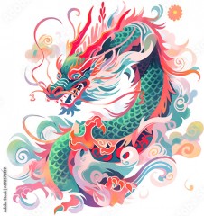 Fantasy Chinese dragon, isolated cartoon illustration. Illustrations are available
