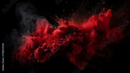 black background with red abstract powder explosion