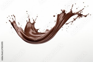 Tempting Chocolate Splash with Dynamic Movement, on an Isolated White Canvas, Generative AI
