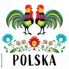 Polski folklor - napis Polska na białym tle
