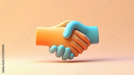 Two Hands Shaking Each Other Over a Beige Background