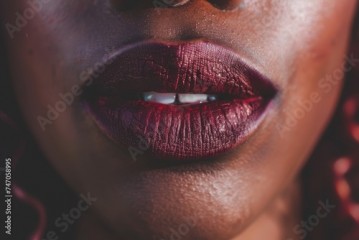 Close Up of Womans Bold Lips. Generative AI