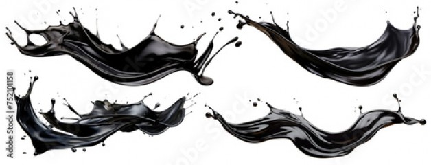 Set of black oil splashes cut out