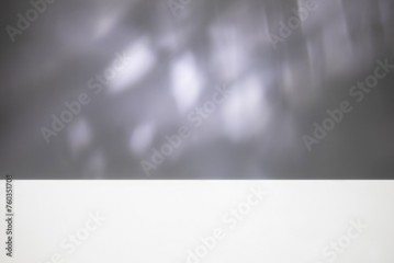 Empty Studio 3d exhibition background - dreamy gray white display scene, rainbow disco crystal prism caustic light overlay effect. Empty 3D stage template, Natural abstract window light
