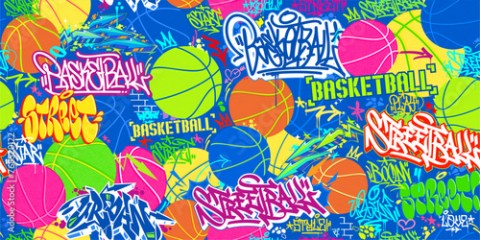 Cool Seamless Abstract Hip Hop Urban Street Art Graffiti Style Streetball Or Basketball Background