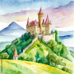 Zamek na wzgórzu ilustracja