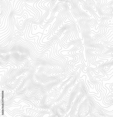 Seamless vector topographic map background. Line topography map seamless pattern. Mountain hiking trail over terrain. Contour background geographic grid.