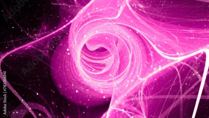 Pink glowing multidimensional quantum force field with elementary particles