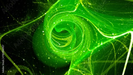 Green glowing multidimensional quantum force field with elementary particles