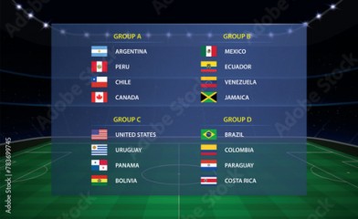American tournament 2024 all groups. Soccer cup broadcast graphic template.