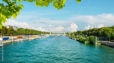 Wide river Seine in Paris